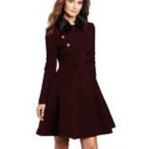 Robert Rodriguez Flare Coat, Size 2, Burgundy